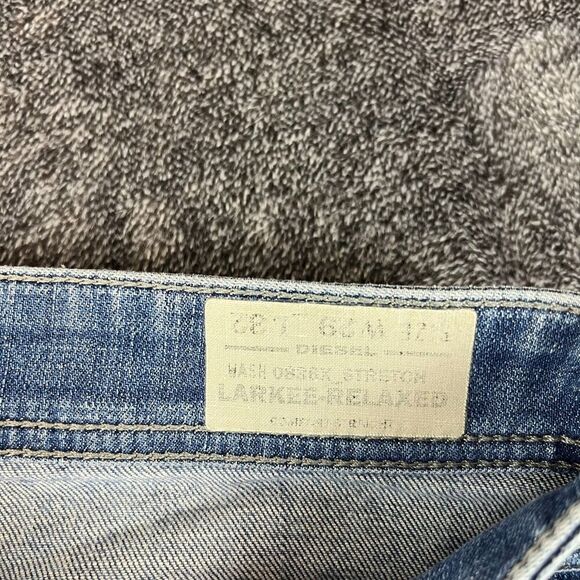 Diesel Larkee Button Fly Blue Denim Jeans Men's 29 (31X31.5) Straight Distressed - Picture 5 of 15